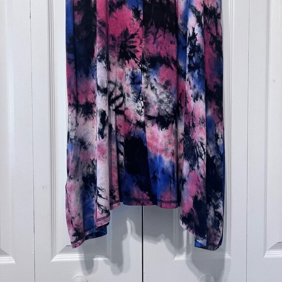 Coin 1804-Women's Maxi Tie Dyed Skirt-Pockets/Drawstring-Large-Black/Red/Blue - Picture 10 of 12